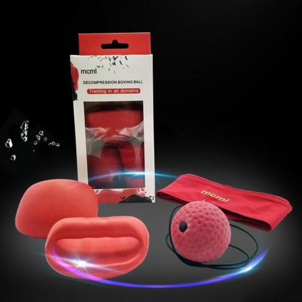 Vente Flash Balles réflexes d'entraînement de boxe de décompression, Type de port de tête, balles à haute élasticité, respirantes, absorption de la sueur, équipement de Fitness, rouge chaud S