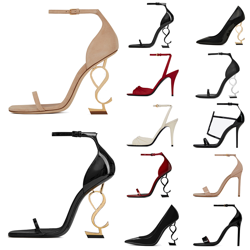 women luxury Dress Shoes designer high heels patent leather Gold Tone triple black nuede red silver womens lady fashion sandals Party Wedding Office pumps