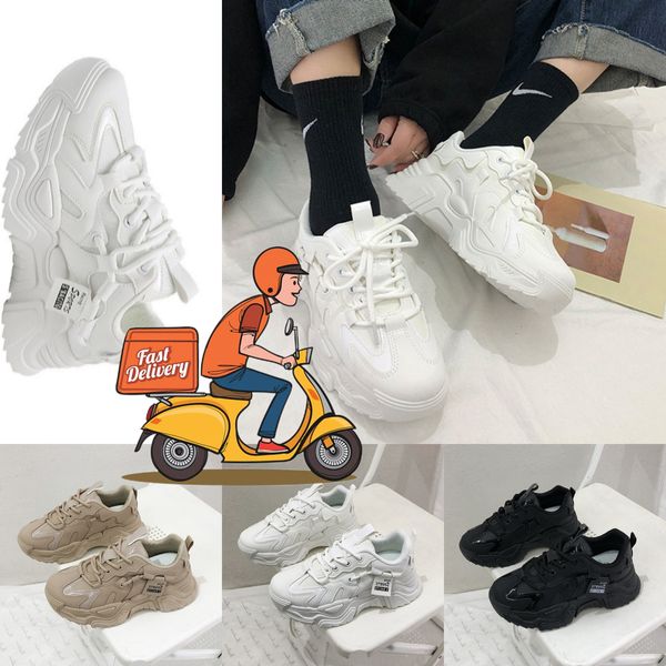 Vente chaude Designer Baskets Casual Chaussures En Cuir À Semelles Épaisses Femmes Papa Sneaker Vintage À Lacets Augmenter Plateforme Chaussures De Loisirs bas prix