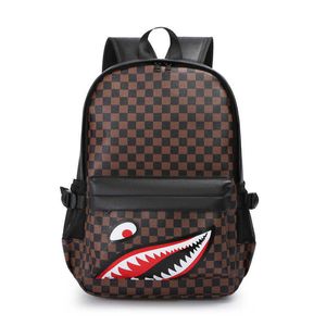 Vente chaude Designer-tendance Leopard Sac à dos Sacs Shark Teeth School Sac à dos Polyester Designer Sac à dos avec poche à fermeture éclair simple tout en stock