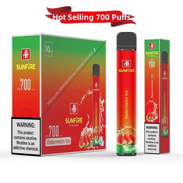 Vente chaude Disposable E-cigarette jetable Vape Puff 700 Pen Sunfire 700 Puffs Cigarette électronique jetable 320mAh Batterie 2,0 ml TPD Prix en gros certifié
