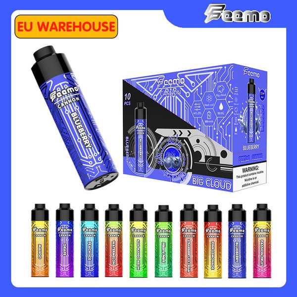 Vente chaude jetable Vape Pen E cig Puff 10000 18ML prérempli gros nuage Feemo Cannon Puff 10K vapes type-c charge de câble avec batterie 0.5ohm 850Mah