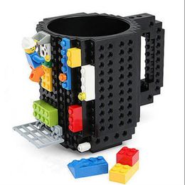 Hot Koop Drinkware Bouwstenen Mokken DIY Blok Puzzel Mok 12oz 1piece Build-on Baksteen Creatieve Mok Type koffiekopje A110