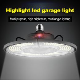 Gran oferta, lámpara LED de garaje plegable Deformable E27, iluminación Industrial superbrillante, 60W, 80W, 100W, UFO, lámpara Industrial de bahía alta para almacén