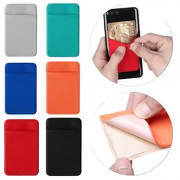 Venta caliente Cell Elastic Phe Wallet Case Mobile Phe Credit ID Titular de la tarjeta Pocket Fi Etiqueta autoadhesiva Bolsa de tarjeta W4dV #