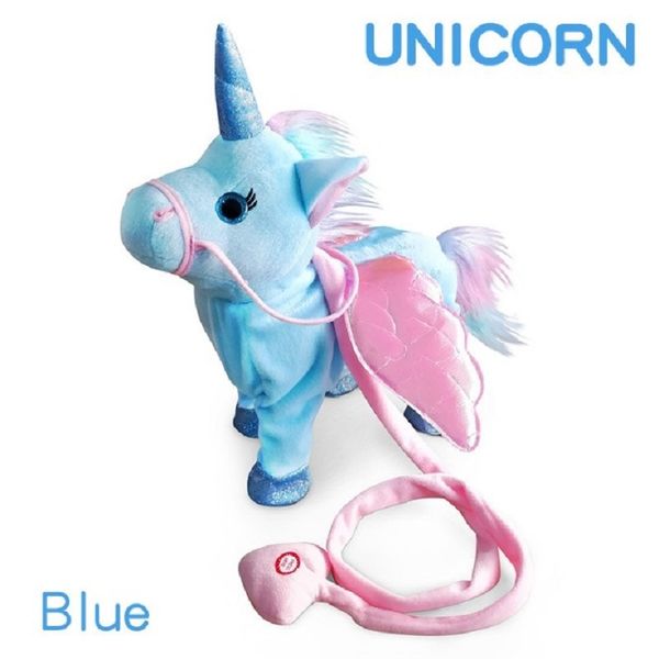 Vente chaude électrique drôle jouet en peluche chant de musique promenade magie Unicorn animal toys toys enfants fille gamin fantasy cadeau 35cm