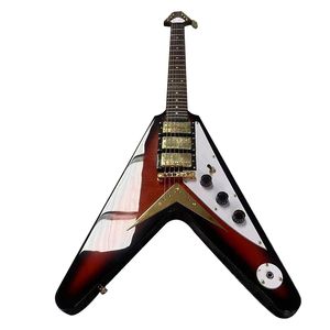 Gran oferta de guitarra eléctrica, guitarra de forma especial, Hardware profesional de madera y oro