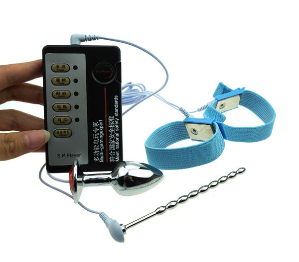 Venta caliente Descarga eléctrica Juguetes sexuales anales Estimulación eléctrica Enchufe del pene Catéteres Enchufe anal Electro Shock Anillos de pene para hombre Y18110801