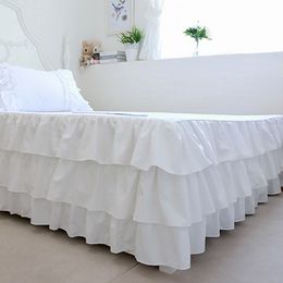 Hot Sale Elegant White Multi-Ruffles Bed Skirts- Wikkel Elastische riemen Easy Fit Wrinkle en Fade Resistant Fabric-15 inch diep