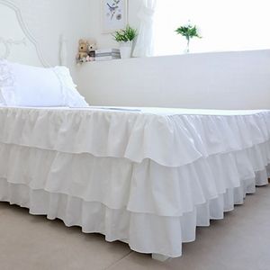 Vente chaude Elegant White Multi-Ruffles Lit Jirts - Enveloppez les ceintures élastiques Easy Fit Rinde et Fade résistant à 15 pouces de profondeur