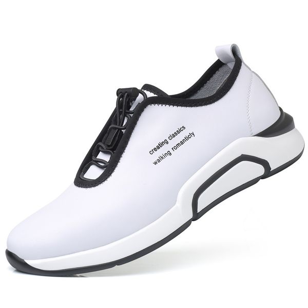 Vente chaude-ascenseur chaussures semelles souples hommes en cuir chaussures décontractées souffle élastique à lacets homme hauteur augmentant chaussures zy406