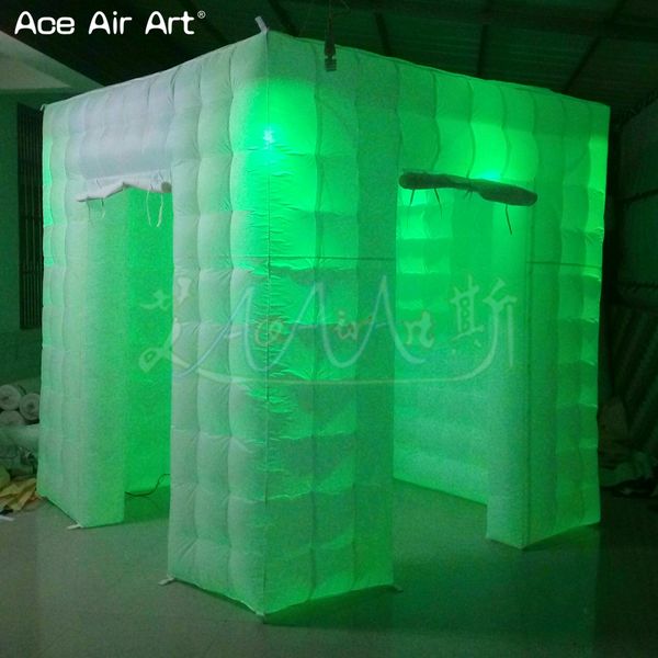 2.4x2.4x2.4m H Gonflable Événement Photo Booth LED Selfie Cube Tente avec Coloful Lumières et Télécommandes Pour La Décoration Ou La Fête