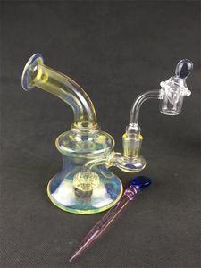 Lichtgele recycler, carta glazen waterpijp, bakpijp, bong 14mm, fabrieksuitlaat,