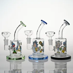 Vente chaude usine au détail 3 couleurs conception de bande dessinée H17cm verre eau bang narguilés / verre huile Dab plate-forme tuyau 5 mm d'épaisseur bongs avec joint femelle 14 mm et bol en verre