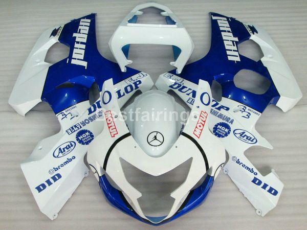 Offre spéciale carénage kit pour SUZUKI GSXR600 GSXR750 2004 2005 blanc bleu GSXR 600 750 K4 K5 carénages SD34