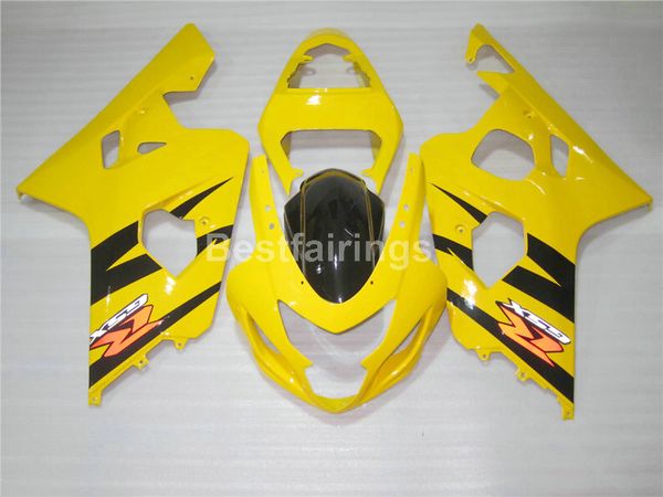 Kit de carénage de vente chaude pour SUZUKI GSXR600 GSXR750 2004 2005 jaune noir GSXR 600 750 K4 K5 carénages PP96