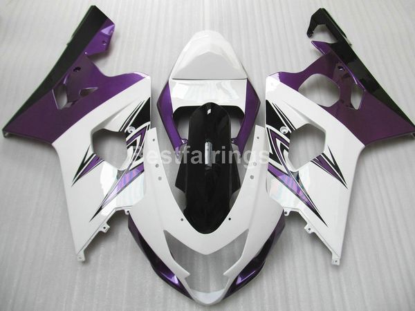 Venta caliente kit de carenado para SUZUKI GSXR600 GSXR750 2004 2005 negro blanco púrpura GSXR 600 750 K4 K5 carenados TT43