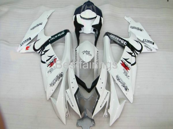 Gran oferta kit de carenado para SUZUKI GSXR600 GSXR750 2008 2009 2010 carenados blanco negro GSXR 600 750 08 09 10 moldeo por inyección DG44