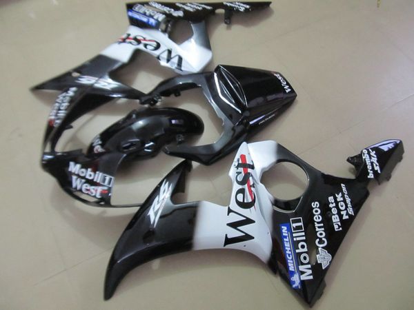 Gran oferta de kit de carenado para Yamaha YZF R6 03 04 05, juego de carenados blancos y negros YZF R6 2003 2004 2005 OT19