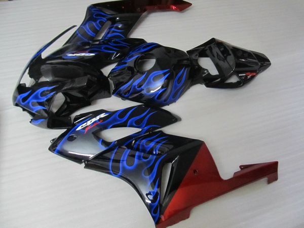 Carenados de gran oferta para Honda CBR1000RR 04 05 kit de carenado moldeado por inyección azul llamas negras CBR1000RR 2004 2005 OT36