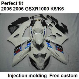 Carénages de vente chaude pour Suzuki GSXR1000 2005 2006 kit de carénage moulé par injection blanc noir GSXR1000 05 06 JK56