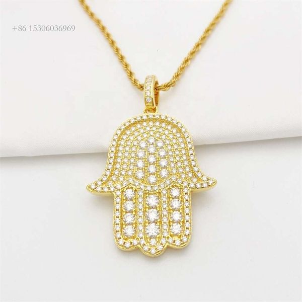 Offre spéciale mode pierres précieuses bijoux fins breloques Moissanite Hip Hop pendentifs en or