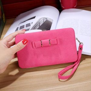 Gran oferta moda chica mujer señora PU cuero embrague cartera larga tarjetero monedero caja bolso 6 colores