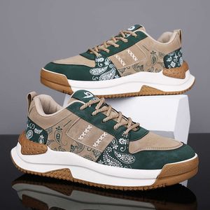 Hot Sale Fashion Groen Gedrukt Heren Casual Ademend Platform Schoenen Trainers Lace-up Lage Sneakers Heren Mand Homme