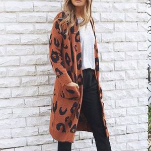 Hot Koop Mode Ishowtienda Cardigan Vrouwelijke Trui 2018 Lange Plus Size Cardigan Sweaters Casual Leopard Print Jas Vrouwen Suiner Mujer