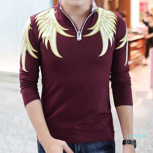 Hot Sale Mode Heren Polo Shirts Katoen Slim Fit Camisa Polo Print Casual Shirts Lange Mouwen Camisetas Merk Kleding