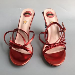 Venta caliente-Estilo de moda Sandalias de marca Lang Tacones altos Sandalias de tiras de cuero Zapatos de verano para mujer Zapatos de fiesta Sandalias de gladiador 35-40