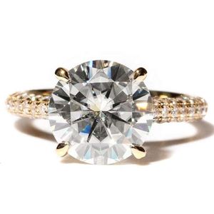 Hot Sale Fashional 14K geelgouden Halo Moissanite Ring diamanten verlovingsring voor dames