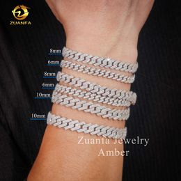 Hot Sale Fine Jewelry Bracelet S925 Sterling Silver Rhodium Plated Moissanite Lab Diamond Men Cuban Link Braceletklock kettingen