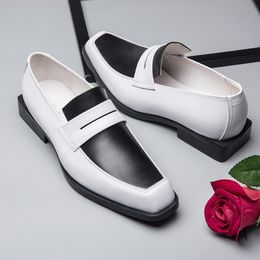 Ontwerper-Echt Mannen Zakelijke Lederen Schoenen Gemengde Kleuren Britse Mocassin Homme Designer Formele Pak Office Wedding Shoe Square Teen