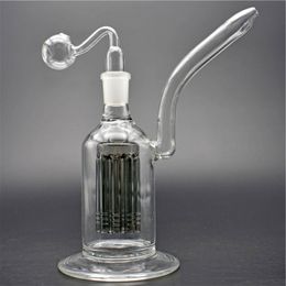 Hot sale Glass bubbler bong with 8arms tree perc ashcatcher bongs two function dab rig recycler bongs glass hookah bong with oil burner pipe