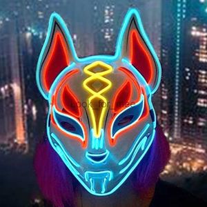 Hot Sale Halloween Glowing Face Mask Led Fox Mask For Men Women Game Theme Masker Cosplay Party Carnival Carnival Costume Half Face Mask HKD230810