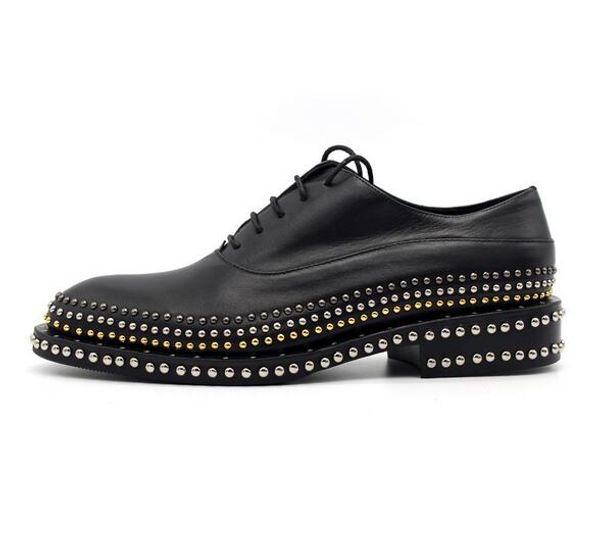 Vente chaude-fait à la main hommes Oxfords chaussures d'affaires formelles rivets plats messieurs chaussures de haute qualité