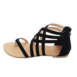 Hot Sale-Heel Rome Sandalen 2018 Flip Flops Ademende Zomer Plus Size Vrouwelijke Schoenen Zwart / Grijs / Roze