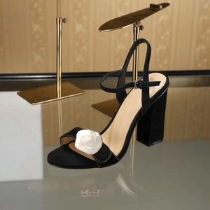 Vente chaude - sandales à talons Gros talon en cuir Chaussures femme classiques Boucle en métal pour les fêtes et les banquets de luxe Sandales sexy taille 34-42 41