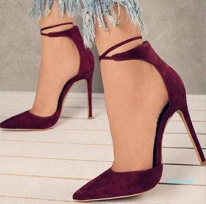 Hot koop-hoge hakken schoenen vrouwen sexy enkelband stiletto sandalen mode puntige teen partij pumps dames big size zapatos de mujer