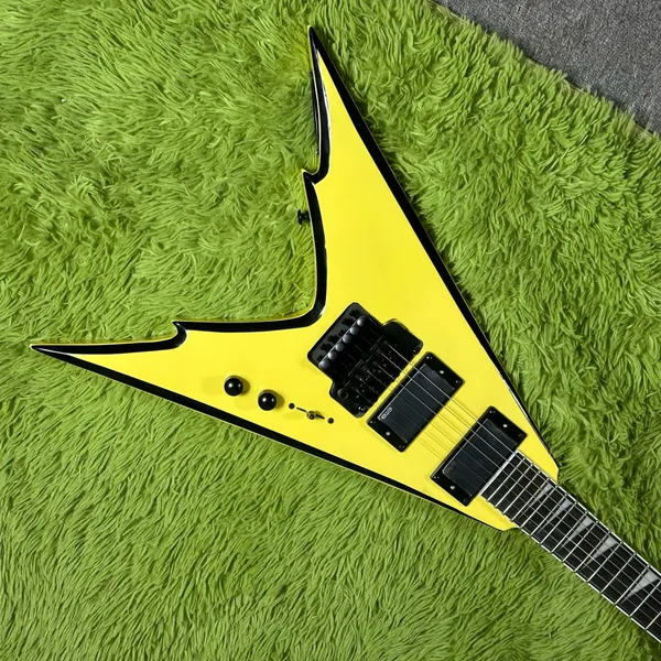 Vente chaude de haute qualité 6 cordes jaune volant V garantie de qualité de guitare électrique