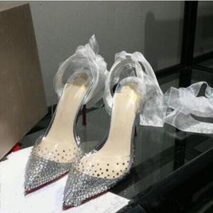 Chaussures à talons hauts transparents pour femmes, nouvelle collection 2024, haute qualité, avec ceinture, perceuse, mode dames, sandales sexy de fête, chaussures de mariage