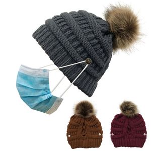 High Quality Womens Outdoor Mask Knitted Hat Stretchy Weave Winter Split Wool Hats Caps