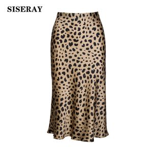 Hot Koop Hoge Taille Leopard Midi Rok Vrouwelijke Verborgen Elastische Tailleband Zijde Satijn Rokken Slip Stijl Dierlijke Print Rok Dames MX190731