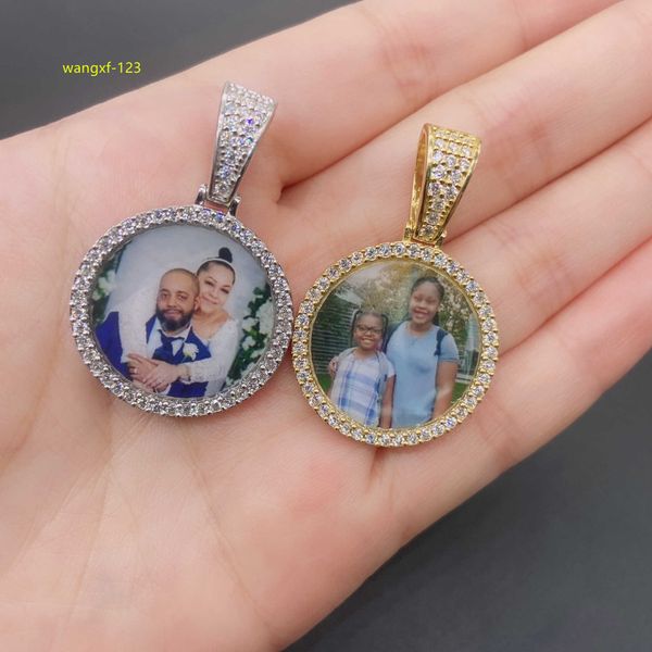 Gran oferta de foto de joyería de Hip Hop para collar, colgante de memoria personalizado con imagen privada de moissanita de Plata de Ley 925 DIY