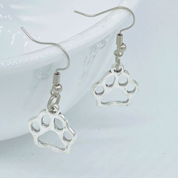 Creux argent couleur couleur chat chat chien amoureux patour imprimer poupée chiot mignon animal empreinte boucles d'oreilles femmes fille bijoux