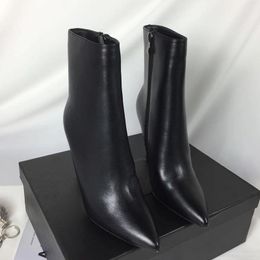 Hot Sale-Hot Sale-The High Quality Merk The Designer 11cm Black The Letter Spike Enkle Boots Mid-Calf Dames Laarzen