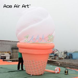 Recién llegado, helado inflable enorme, helado emergente con luces Led de colores para promoción al aire libre