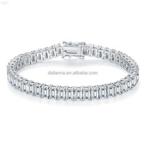 Hot Koop Ice Out 925 Zilver Vergulde Length16cm 18cm 20cm Armbanden 0.5ct Emerald Cut Moissanite Tennis armbanden