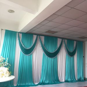 Silido de hielo de seda azul / redujo de plata y cortinas azules solo para decoración de cortina de 3 m * 6M
